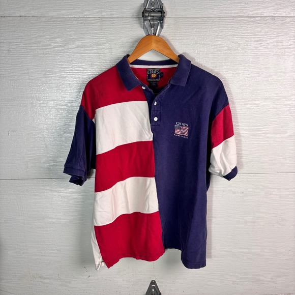 Chaps Other - Vintage 90s Chaps Ralph Lauren Flag Colorblock Polo Shirt XL USA